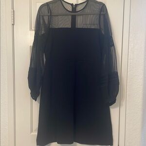 Black A-Line Bishop Sleeve Cocktail Dress